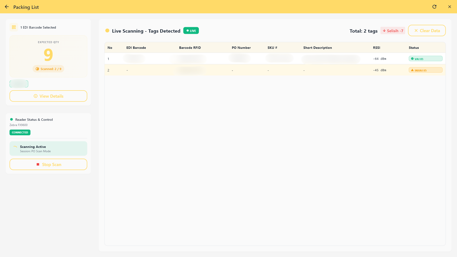 Packing Scan - Connected & Scanning